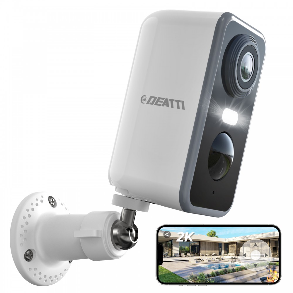 DEATTI Outdoor Battery Surveillance Camera, 2K Camera Surveillance