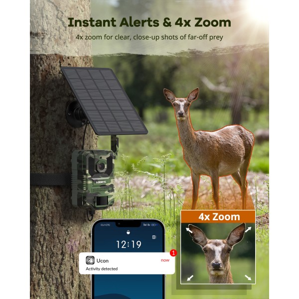 DEATTI 2.7K Video Cellular Trail Cameras,Game Cameras with No Glow Night Vision,64GB SD Card,No WiFi Needed,Unlimited Data Plan,0.2s Trigger Time for Wildlife Deer Monitoring Trail Cam