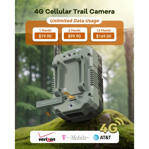 DEATTI 2.7K Video Cellular Trail Cameras,Game Cameras with No Glow Night Vision,64GB SD Card,No WiFi Needed,Unlimited Data Plan,0.2s Trigger Time for Wildlife Deer Monitoring Trail Cam